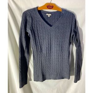 Talbots v neck cable sweater